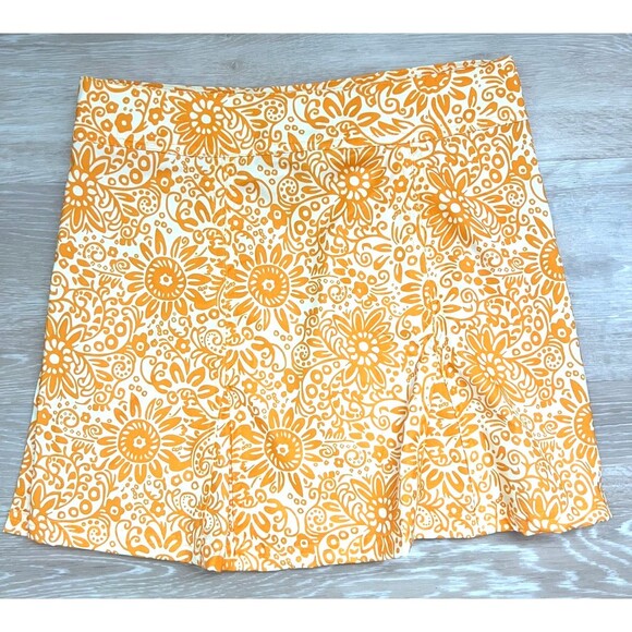 RipSkirt Hawaii Size XS Yellow White Floral Wrap Adjustable Waist 15” Skirt - Picture 2 of 6